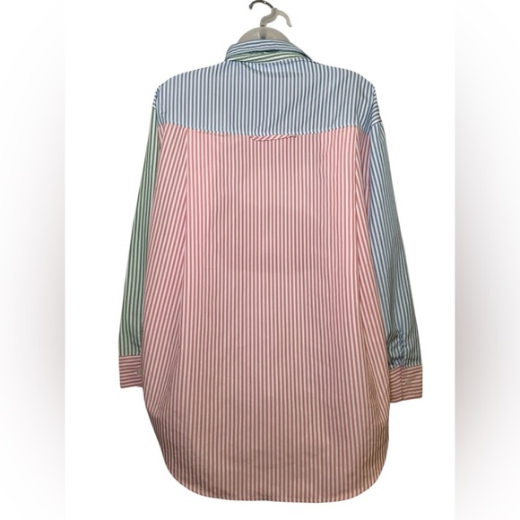 Fore Colorblock Striped Button Down Shirt Multicolor Long Sleeve Size Medium - Picture 7 of 7